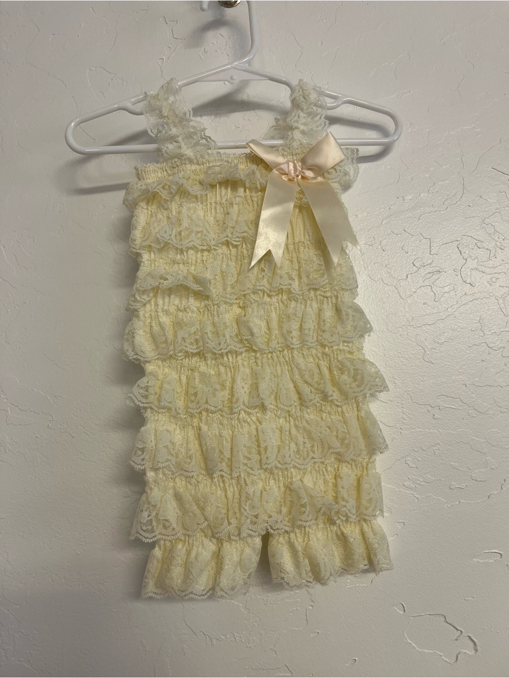Lace Ruffle Bow Baby Romper in Cream